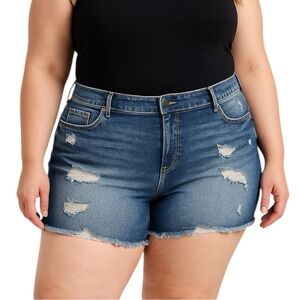 Torrid Cutoff Denim Jean Shorts Plus Size 26 Distressed Raw Hem Classic Stretchy